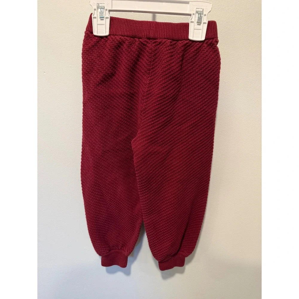 Kate Quinn 2T Organic Cotton Knit Pants Cranberry Red Textured Toddler Trousers